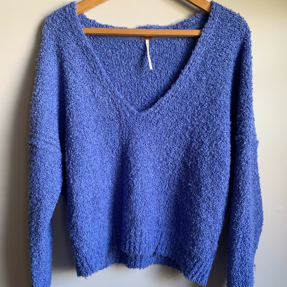 Free People V Neck Oversized Long Sleeve Sweater